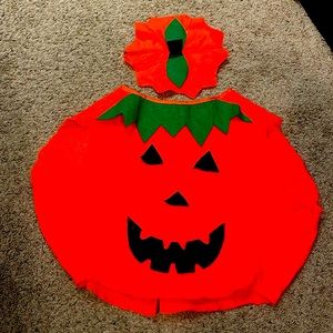 Kids Pumpkin costume with hat- Size 6-10 years old